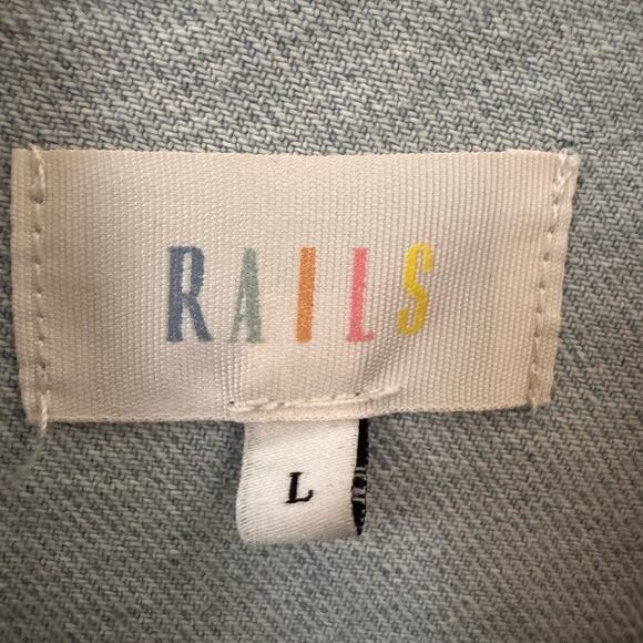 Rails Cropped Indigo Denim Jean Jacket in "Faded Blue Distress" Size Large - Picture 11 of 13